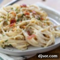 Homemade alfredo sauce with bacon