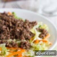bowl filled with Asian Beef and Cabbage Salad