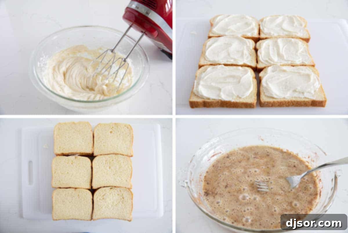 Making filling for stuffed french toast