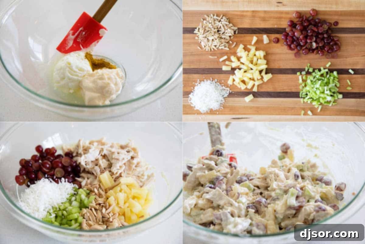 Chicken salad with an island twist - these Tropical Chicken Lettuce Wraps are filled with chicken, pineapple, grapes, and coconut with a creamy sauce to make the perfect lettuce wraps. steps to make Tropical Chicken Lettuce Wraps