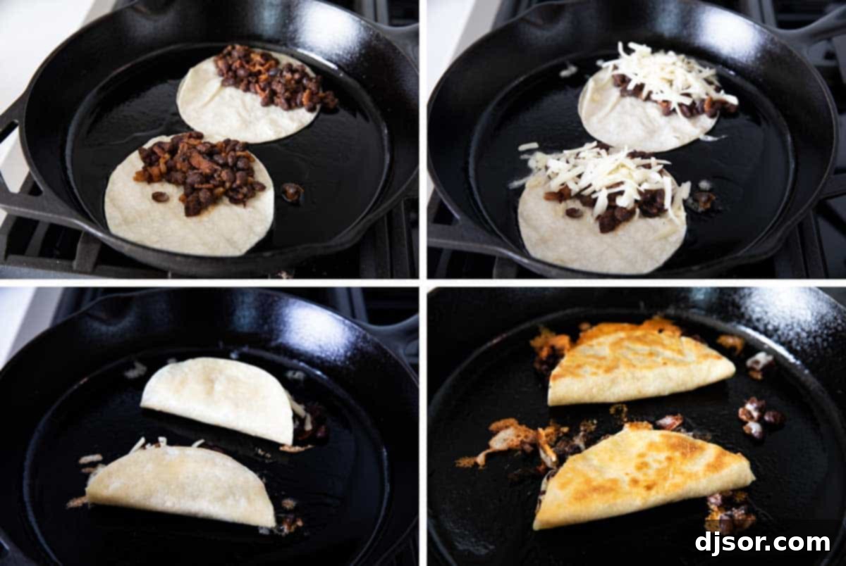 steps to assemble black bean tacos