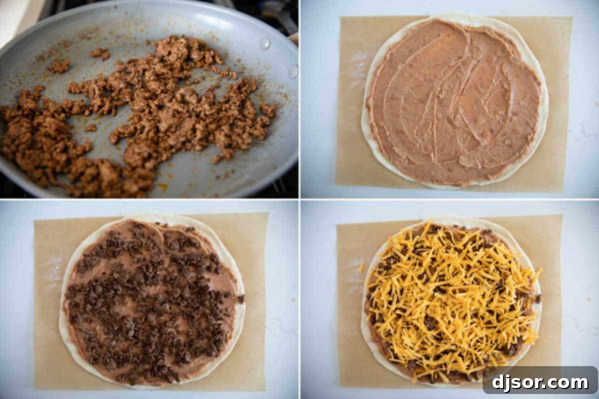 Steps to make Taco Pizza.