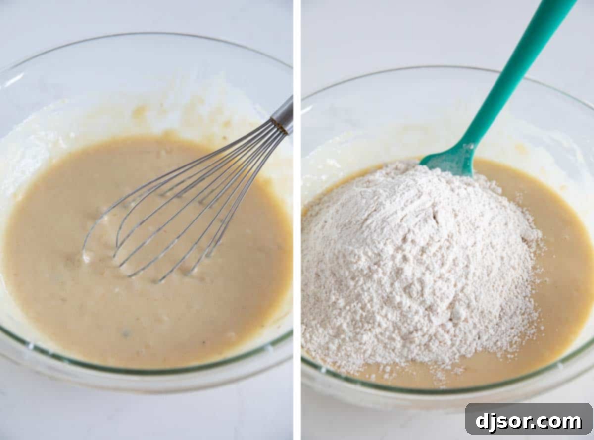 making batter for mango muffins