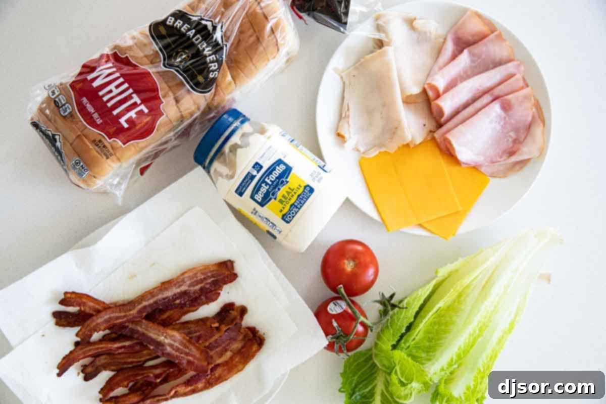 ingredients to make club sandwiches