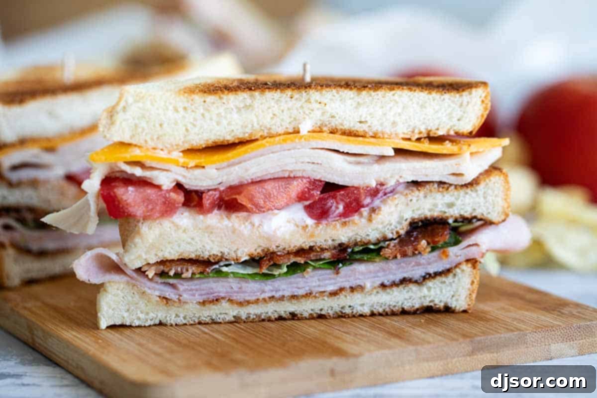 club sandwich sliced to show layers