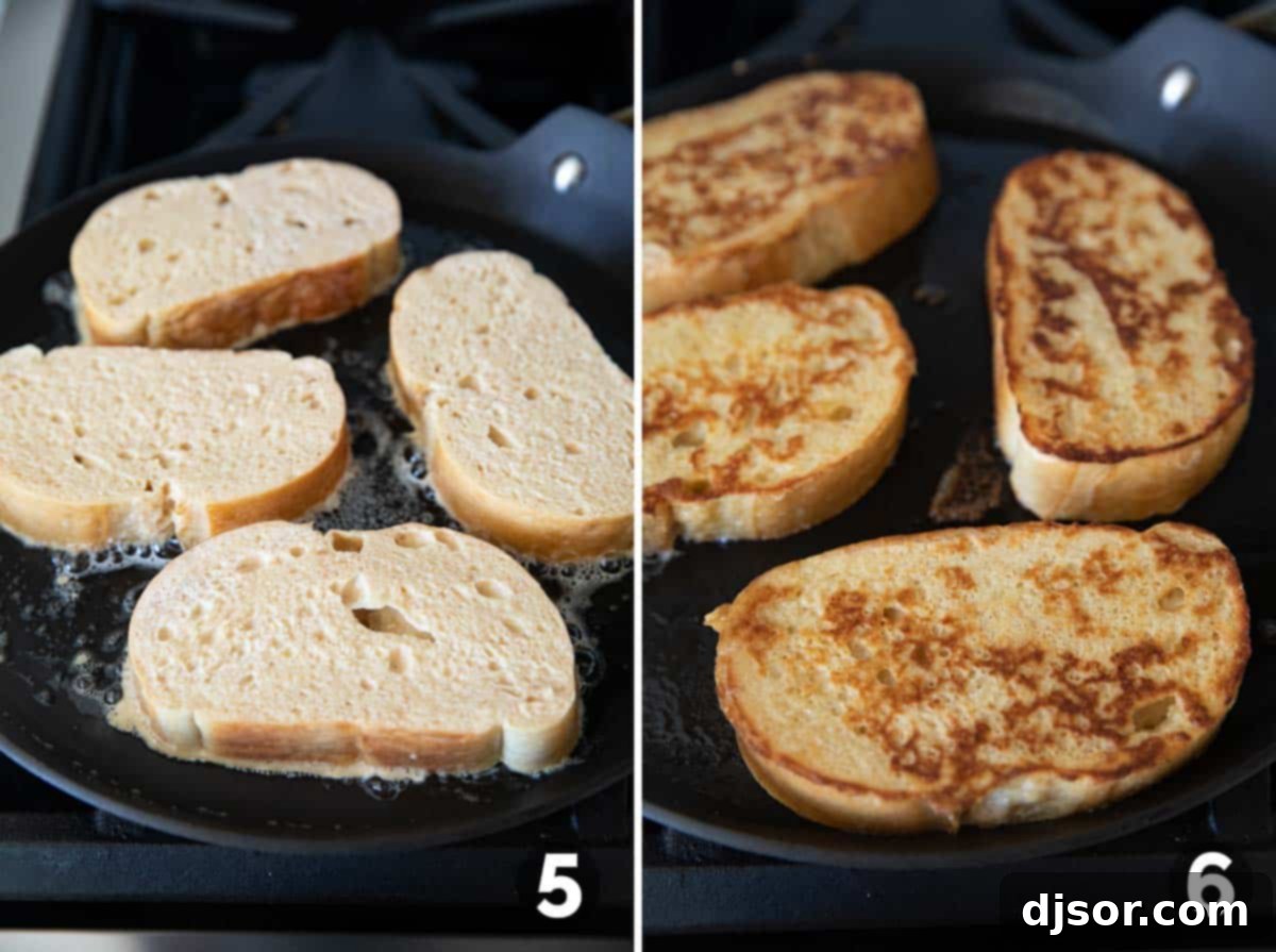 Golden Griddle Slices 6 Frying French toast on a skillet in butter.