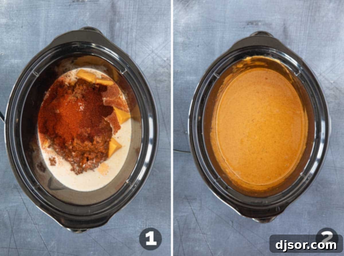 Steps to make Chili's Queso Dip.