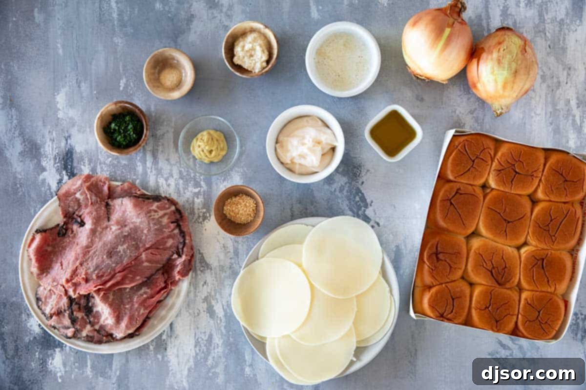 Ingredients for Roast Beef Sliders.