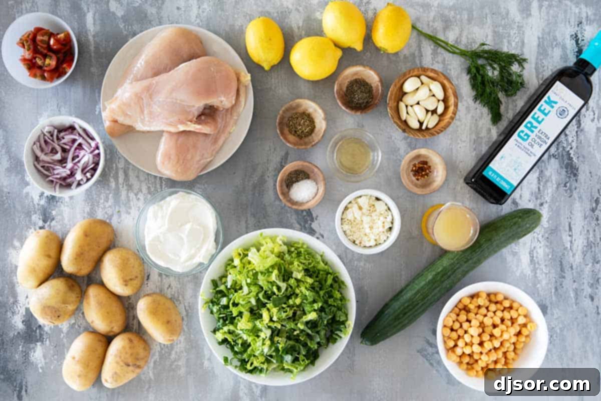 Ingredients for Greek Chicken Bowls.