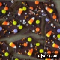 Candy Bark with Halloween candy broken into pieces.