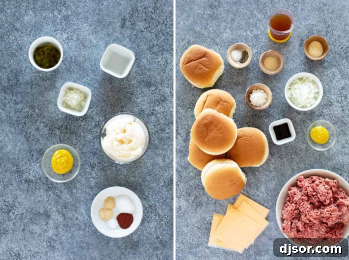 Ingredients to make Big Mac Sloppy Joes.