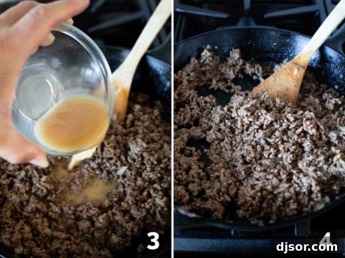 Making the meat for Big Mac Sloppy Joes.