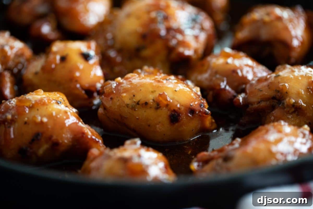 Shoyu Chicken in a Cast Iron Skillet, beautifully glazed and ready to serve.