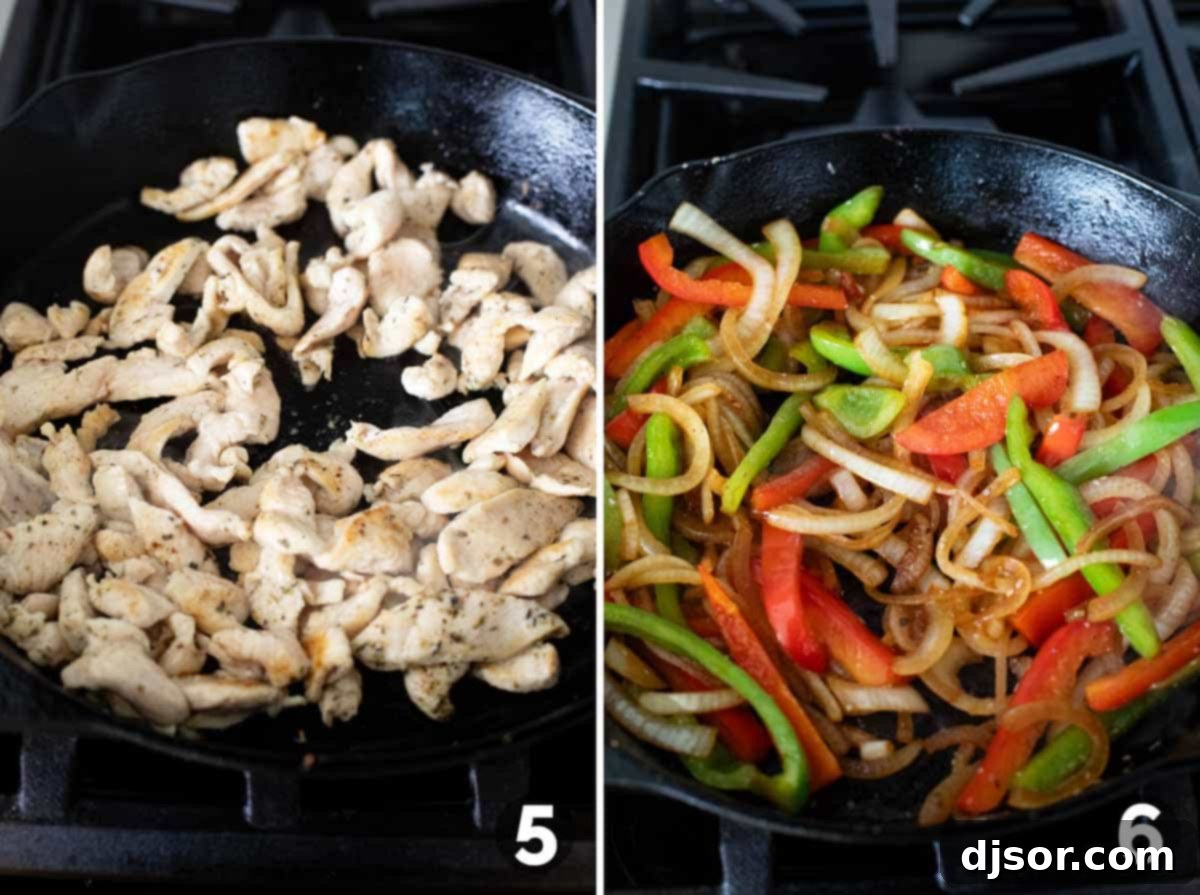 Ultimate Chicken Cheesesteak 6 Cooking chicken and cooking vegetables for Chicken Cheesesteak Sandwiches.