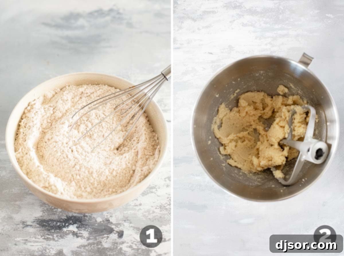 Cream Cheese Frosted Pumpkin Spice Cookies 4 Mixing dry ingredients and creaming butter and sugar.