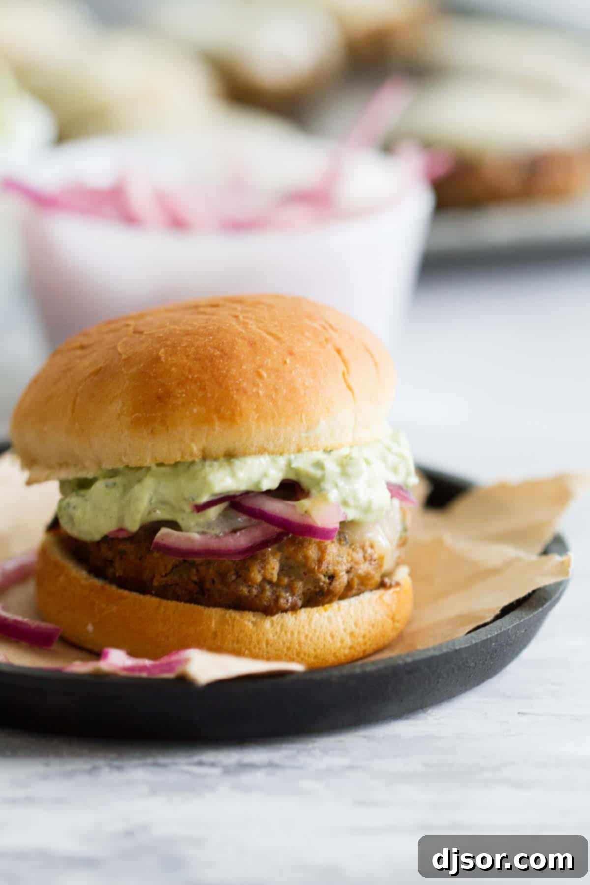 Poblano Pepper Slider on a plate, garnished with fresh cilantro.
