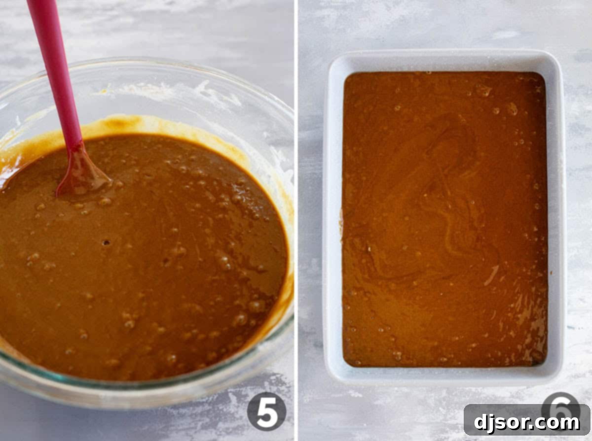 From batter to baking, creating a delicious Gingerbread Cake.