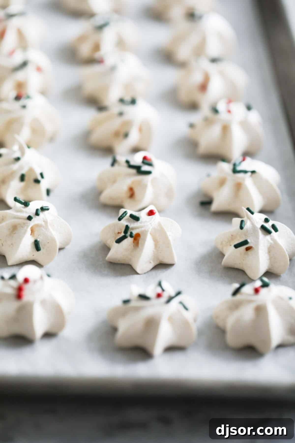 Meringue Cookies on a baking sheet