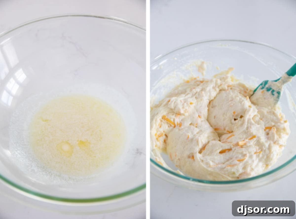 Mixing ingredients to make funeral potatoes.