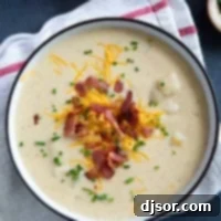 Loaded Baked Potato Soup 10 Bowl of Baked Potato Soup, topped with bacon, cheese, and chives.
