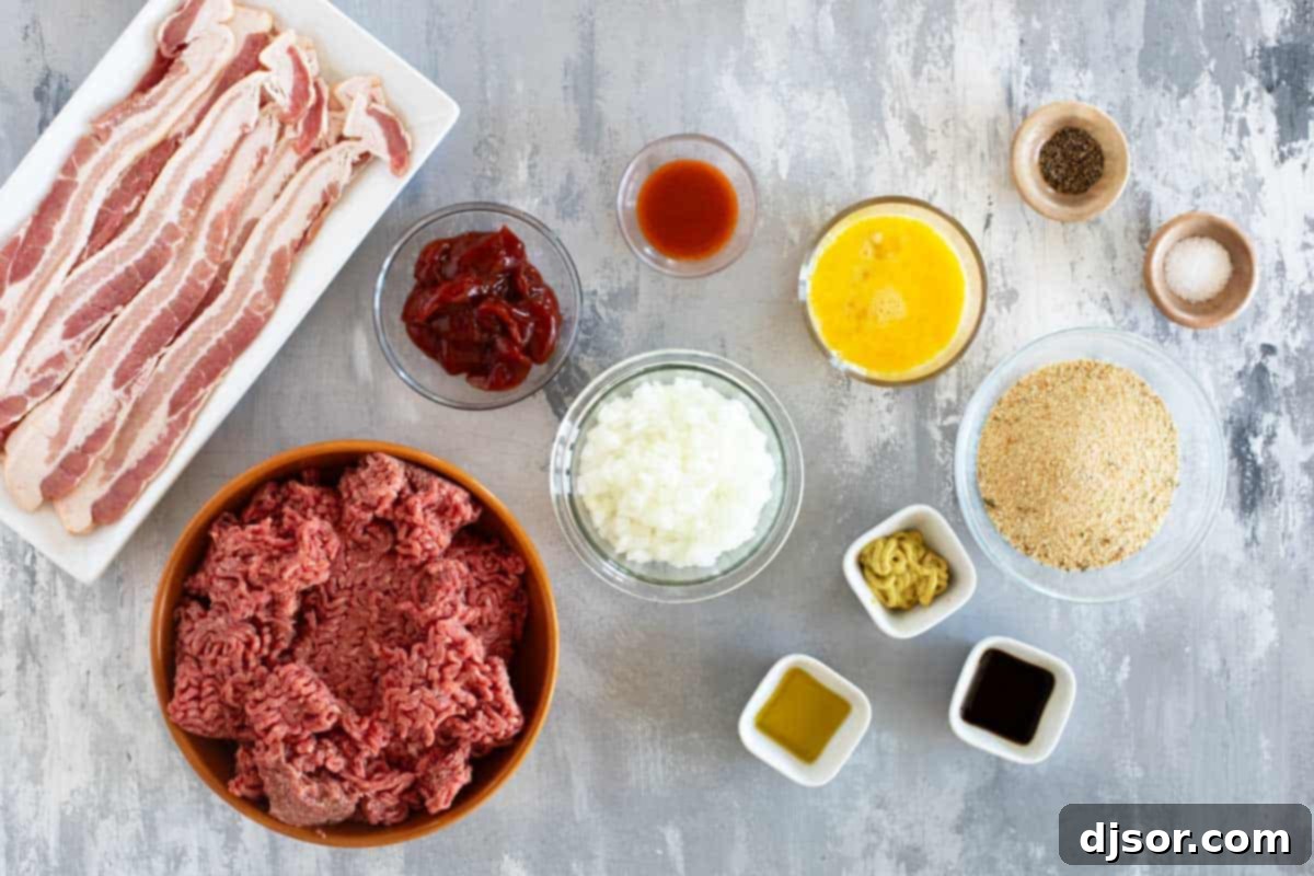 The Ultimate Bacon Meatloaf 3 Ingredients to make Bacon Wrapped Meatloaf.