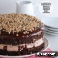 Chocolate Mousse Crunch Cake | A stunning layered chocolate cake with mousse and toffee