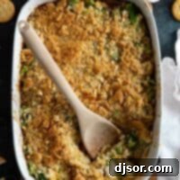 overhead view of casserole dish of chicken divan