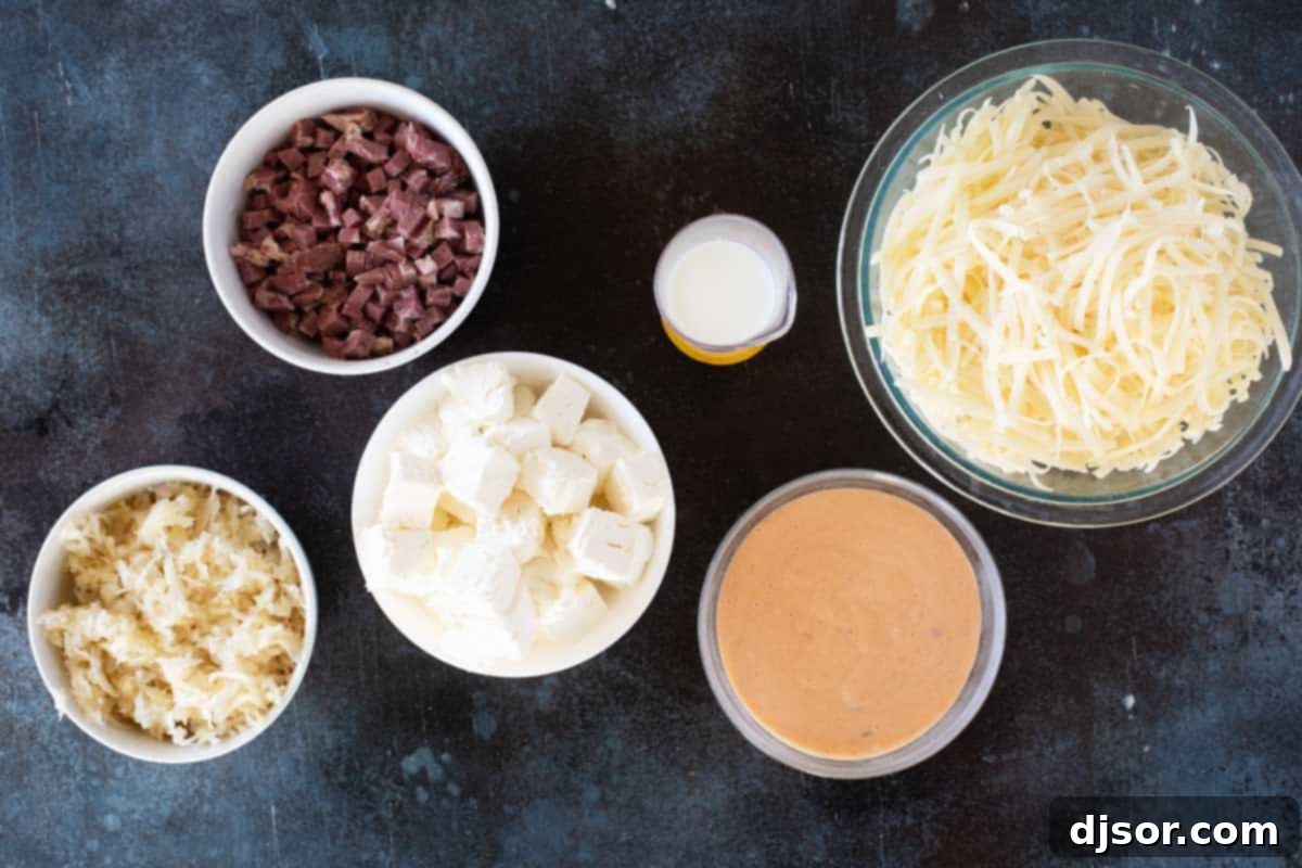 Ingredients for Slow Cooker Reuben Dip