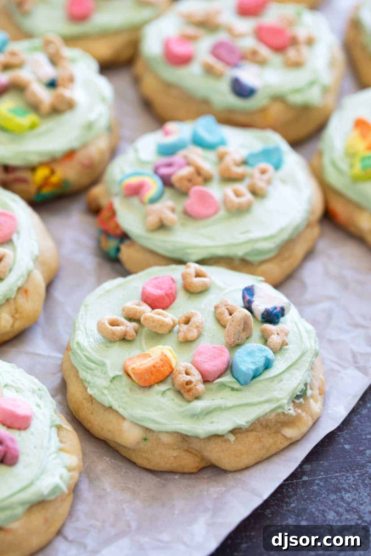 Delicious Lucky Charms Cookies with Marshmallow Buttercream.