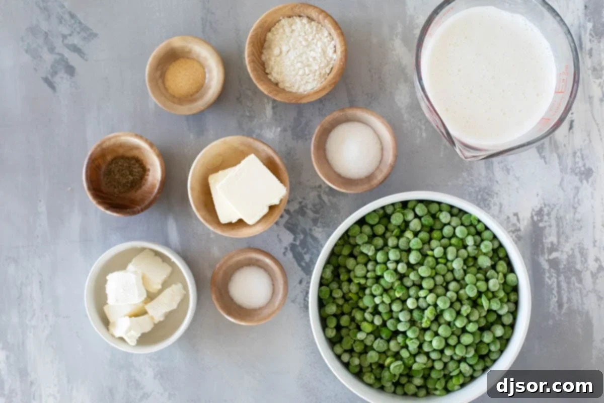 Ingredients for Creamed Peas.