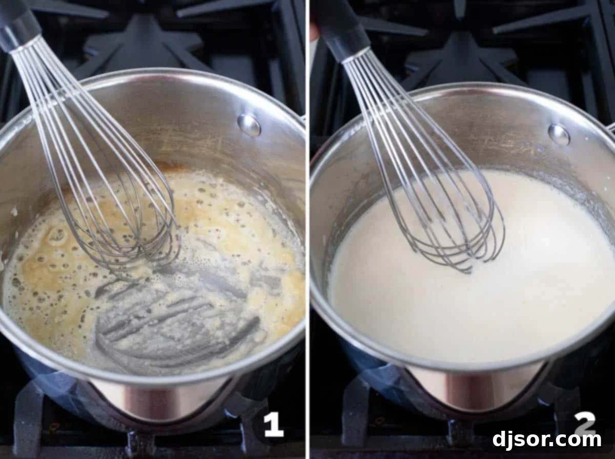 Making sauce for Creamed Peas.